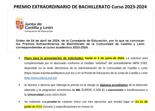 imagen principal Premio extraordinario de Bachillerato 2023-2024